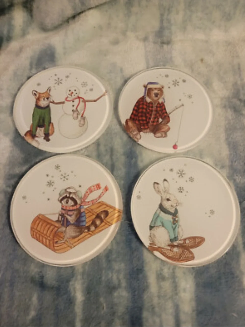 West Elm Dapper Animal Rachel Kozlowski Coasters set of 4